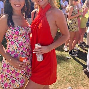 Show Me Your Mumu coral halter dress